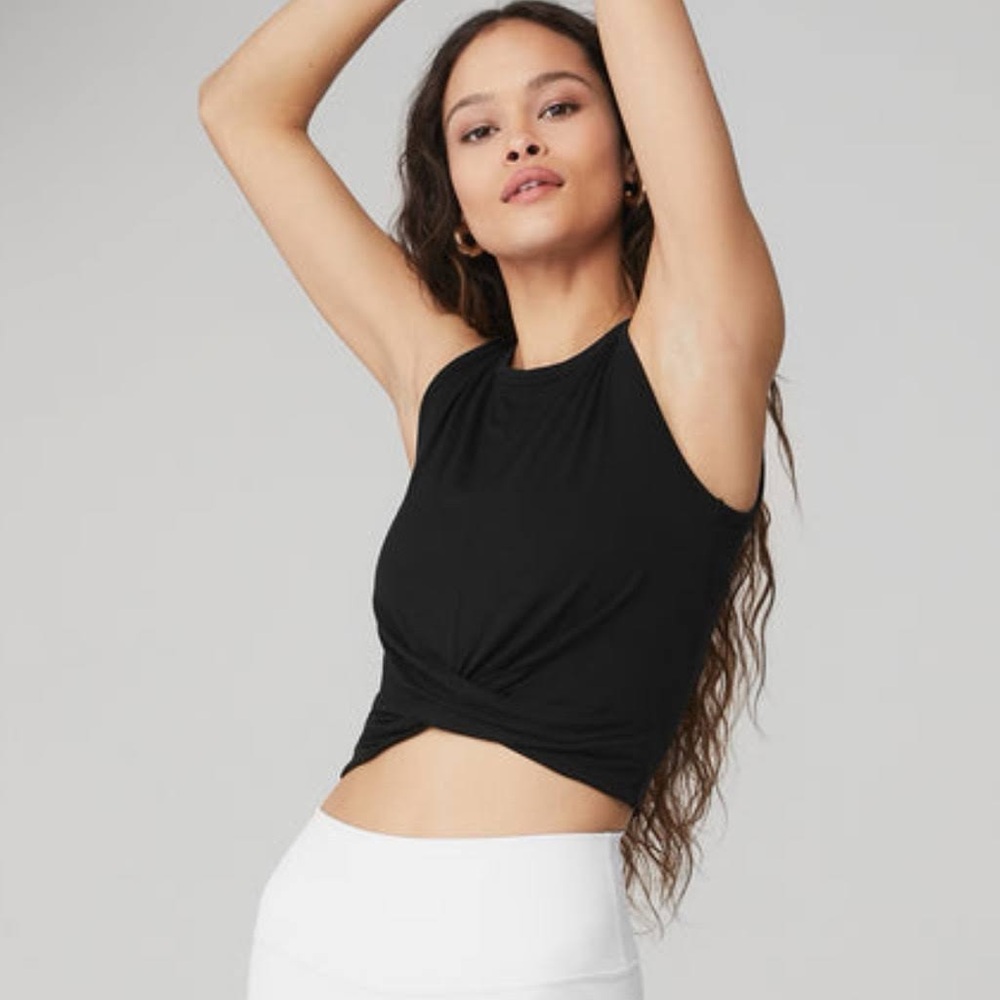 Two ALO Cover Tanks in Black and Raisin